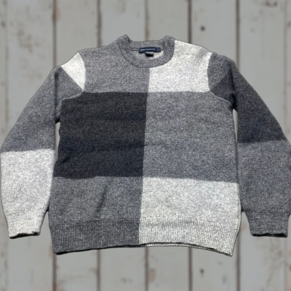 French Connection French Connection Wool Sweater Womens Large Crew Neck Gray Colorblock 8059 Size L / US 10 / IT 46 - 1 Thumbnail