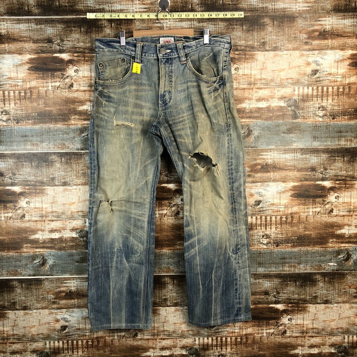 Edwin DLL Edwin Blue Distressed ripped Denim Pants #C239 Size US 35 - 1 Thumbnail