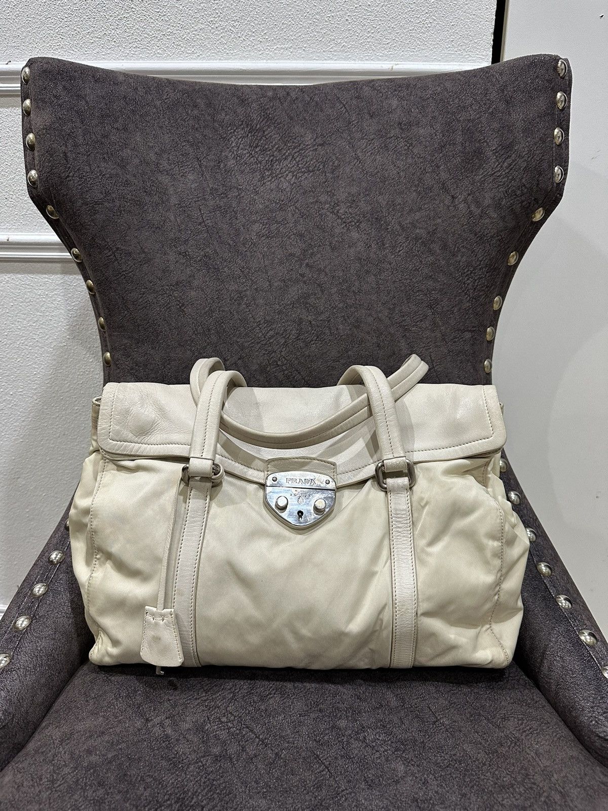Prada Shoulder Bag in Beige, Women's