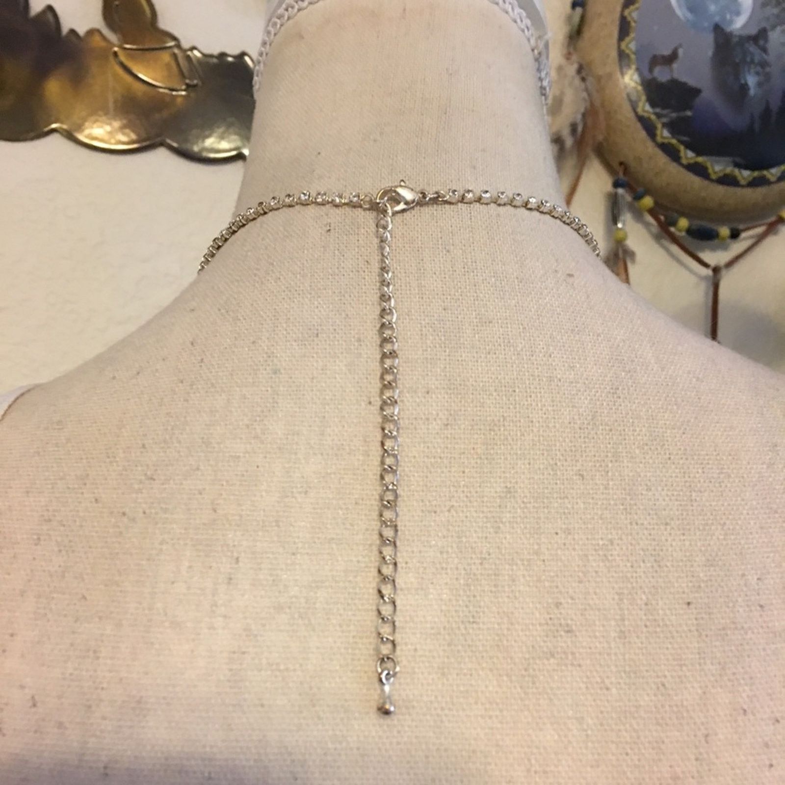 Vintage Vintage black & cream enamel rhinestone necklace Size ONE SIZE - 5 Thumbnail