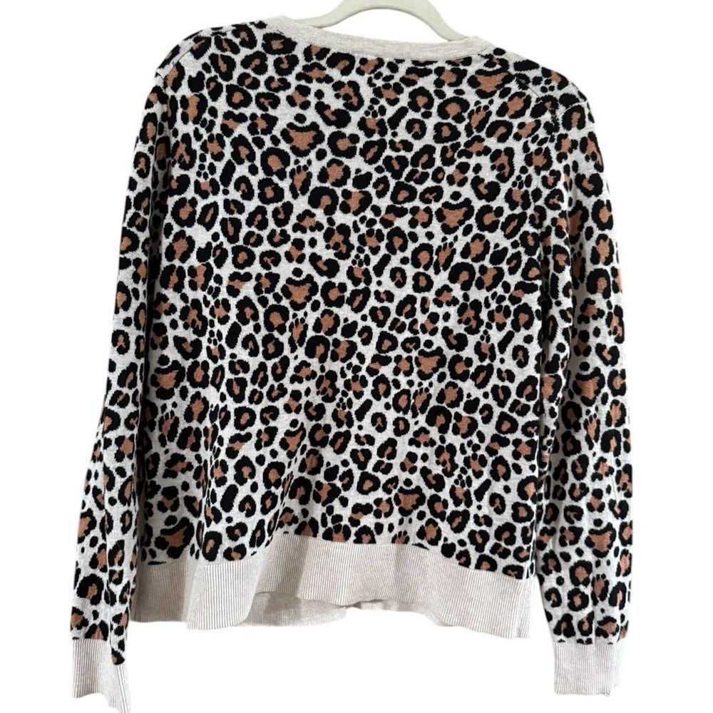 Other a new day Brown and Cream Cardigan Sweater with Animal Print Size L / US 10 / IT 46 - 3 Thumbnail