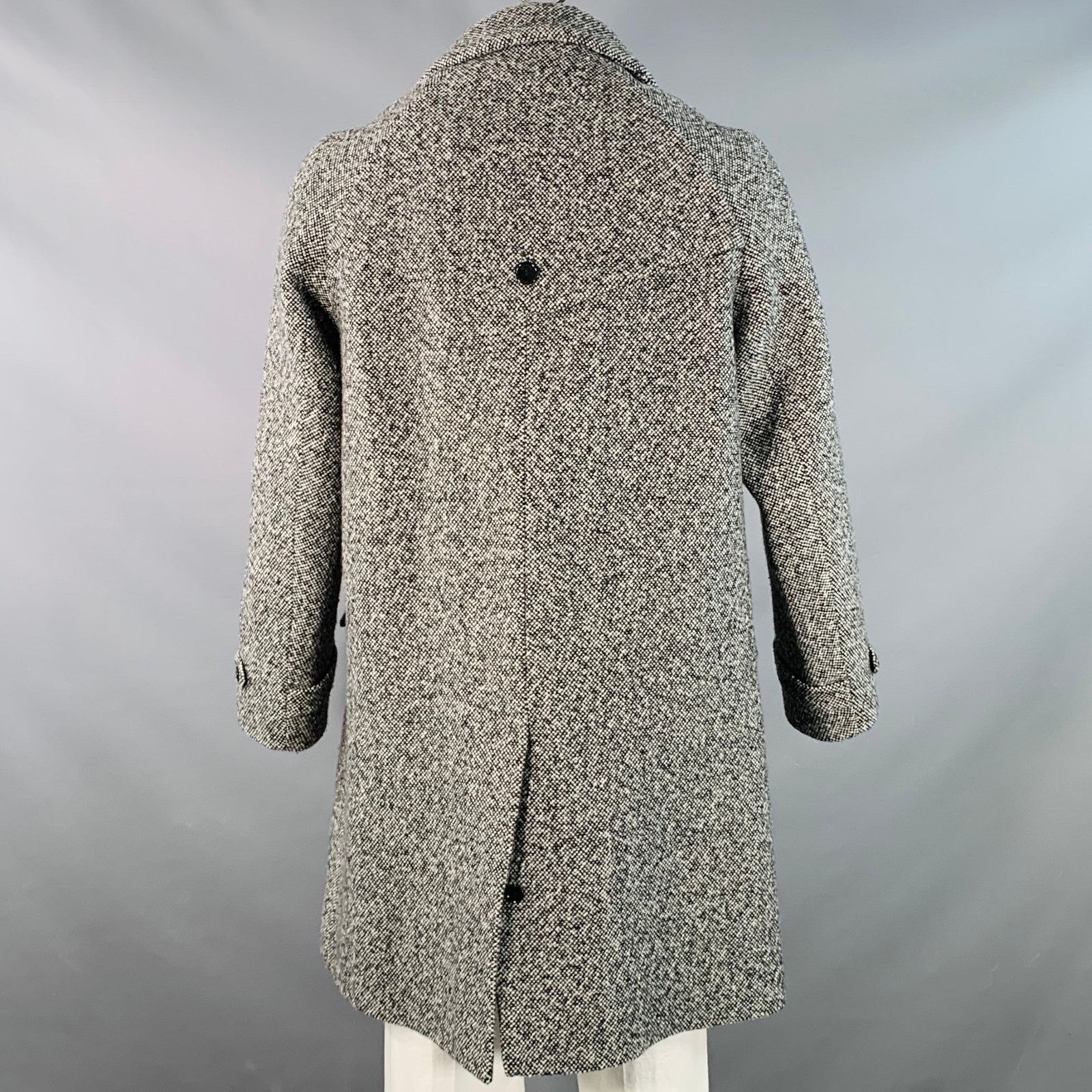 Carven CARVEN Grey Black Tweed Wool Single Breasted Pockets Coat Size US XL / EU 56 / 4 - 4 Thumbnail