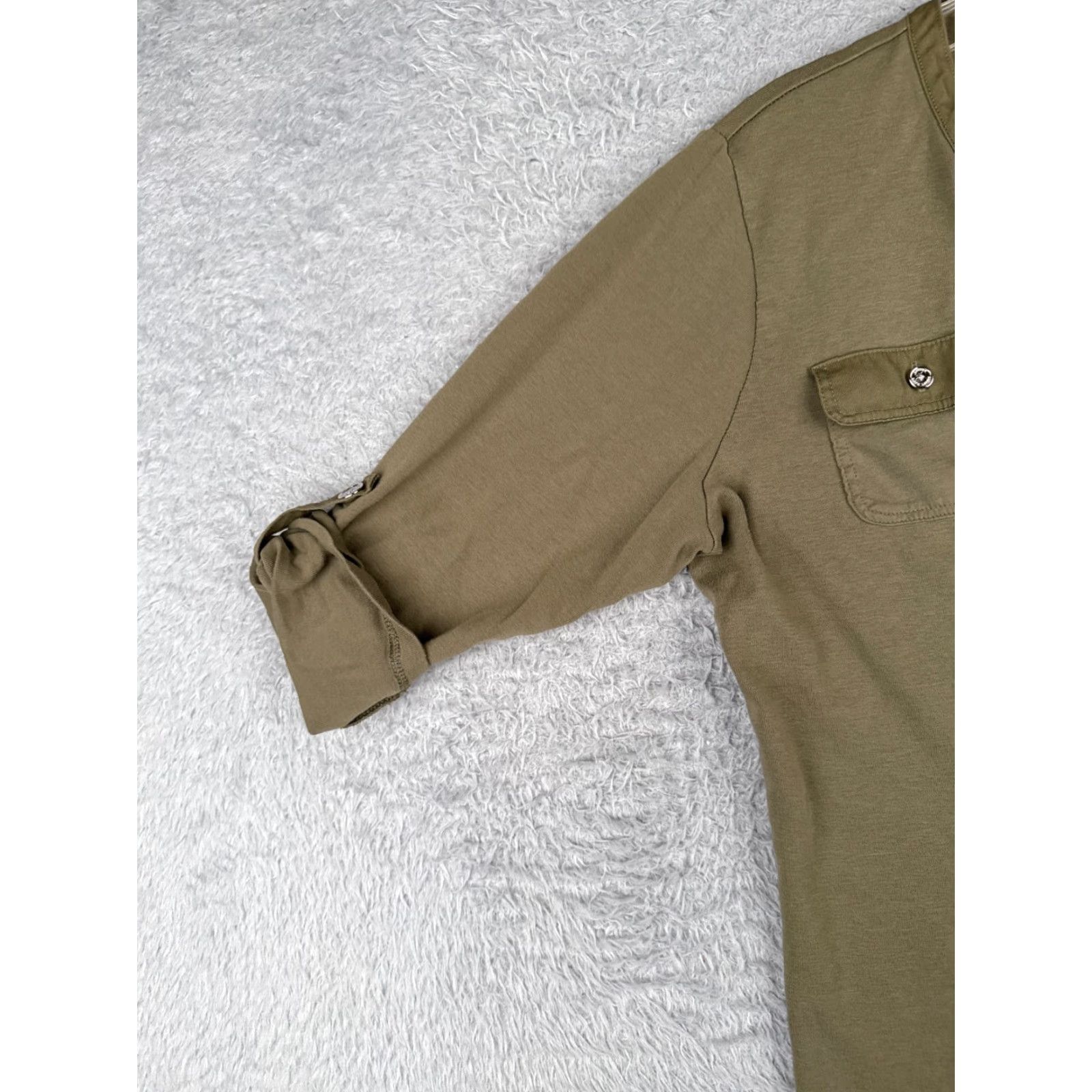 Ralph Lauren Lauren Ralph Lauren Shirt Women XL Green V-Neck 100% Cotton Pocket Size XL / US 12-14 / IT 48-50 - 3 Thumbnail
