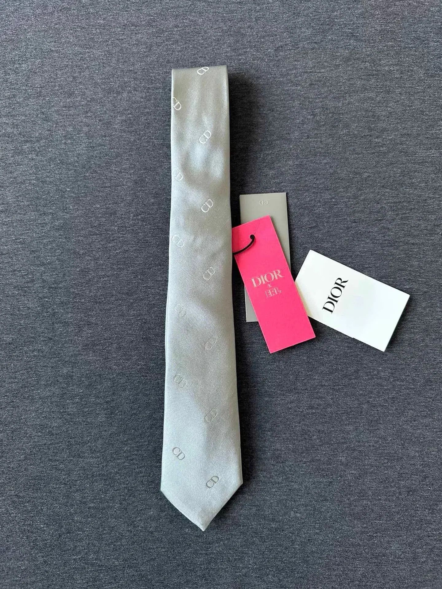 Dior Dior Gray CD Logo Silk Tie. Size ONE SIZE - 1 Thumbnail