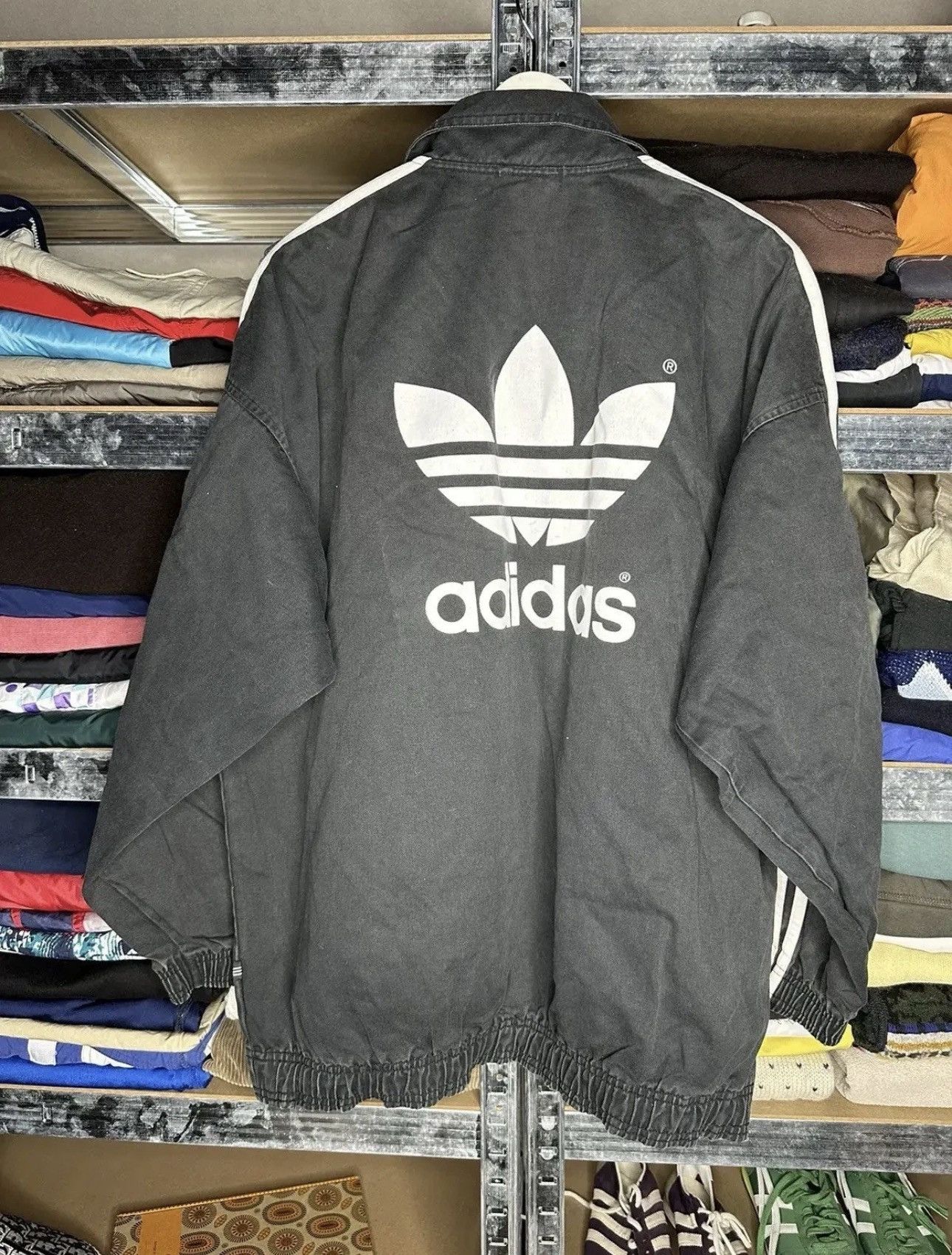 Adidas Vintage Washed Adidas 3 Striped Sweatshirt Jacket 90s Y2K Size US L / EU 52-54 / 3 - 2 Thumbnail