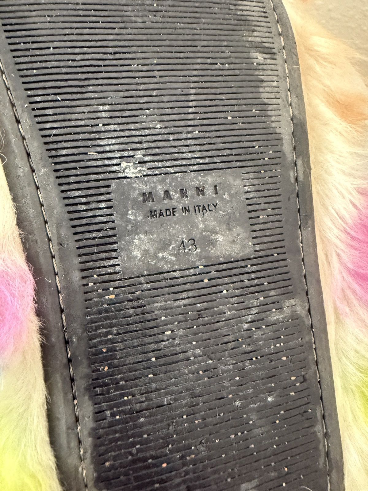 Marni Marni Mens Runway Rainbow shearling fur slippers sz43 (US10) Size US 10 / EU 43 - 4 Thumbnail
