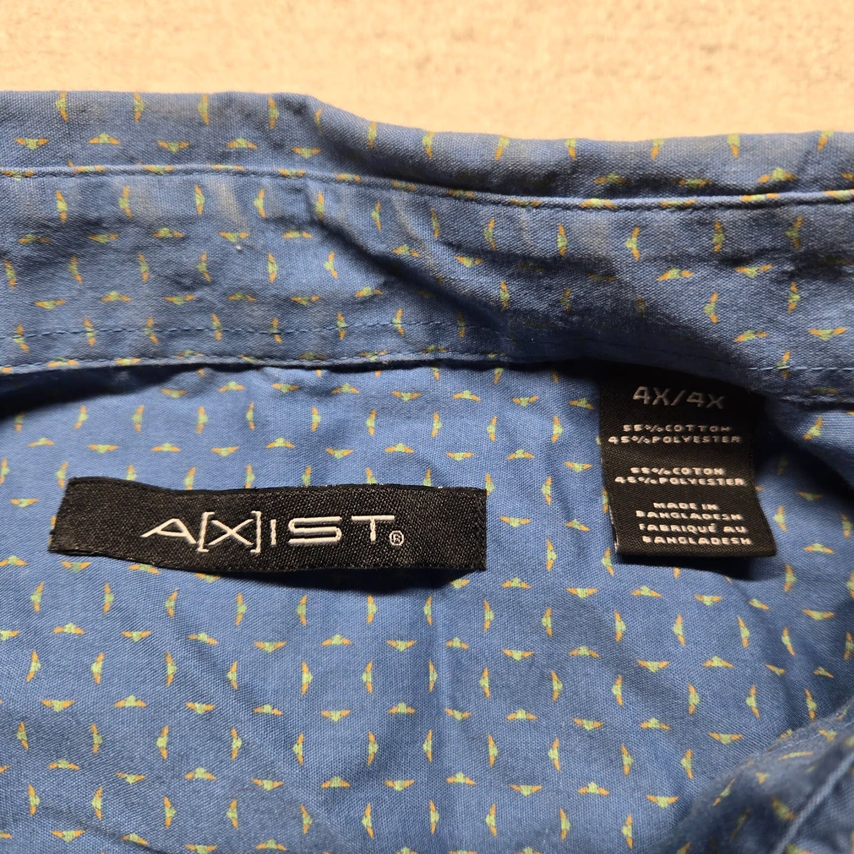 Vintage Axist Shirt Adult Men 4X Blue Button-Up Short Sleeve Striped Collared Classic Pocketed 4X Mens Blues Shirt Axist 4X Big & Tall Buttons Business Casual Size US XXL / EU 58 / 5 - 3 Thumbnail