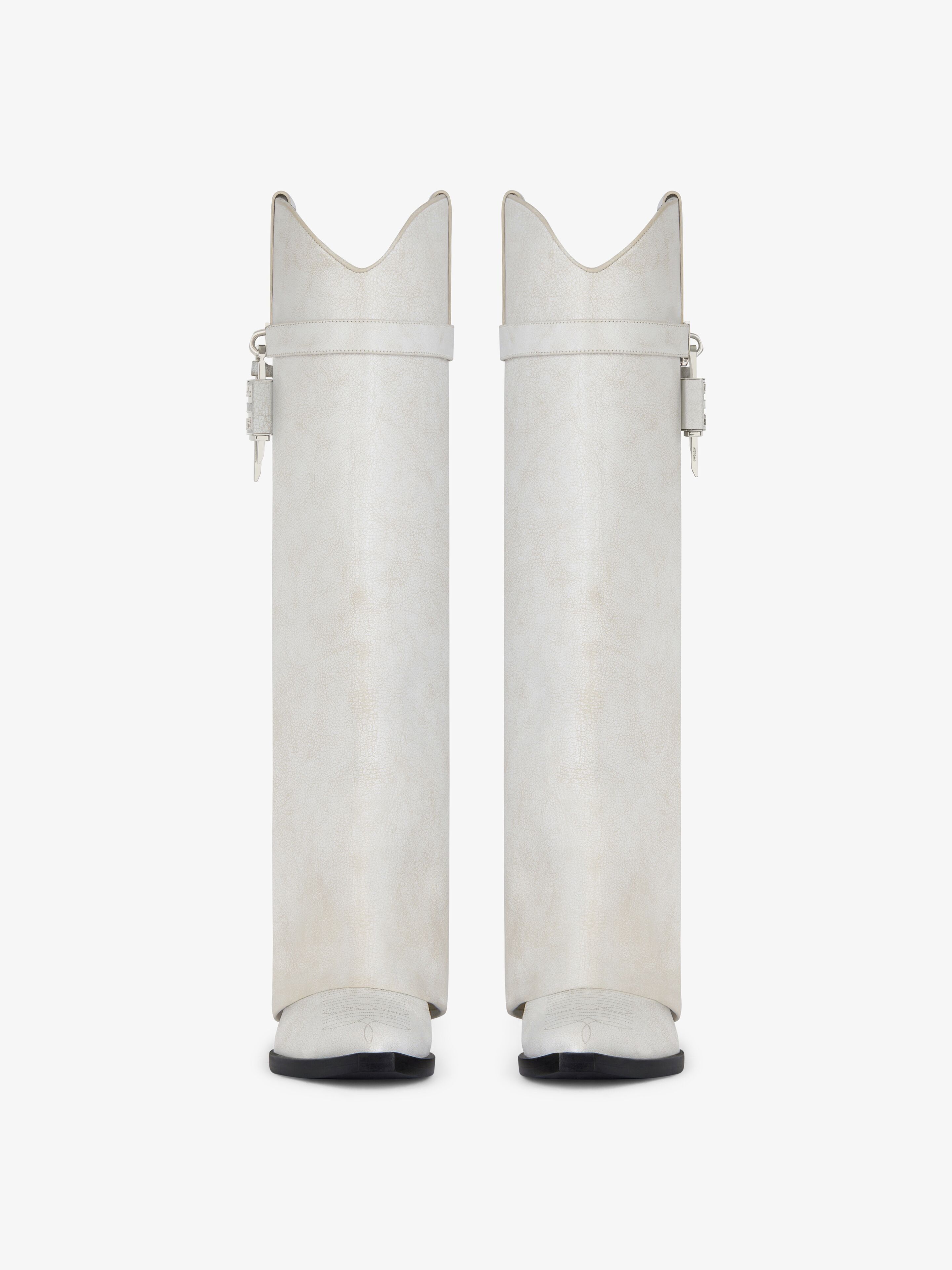 Givenchy o1srvl11e0525 Shark Lock Cowboy High Boots 60mm in Ivory Size US 8.5 / IT 38.5 - 2 Thumbnail