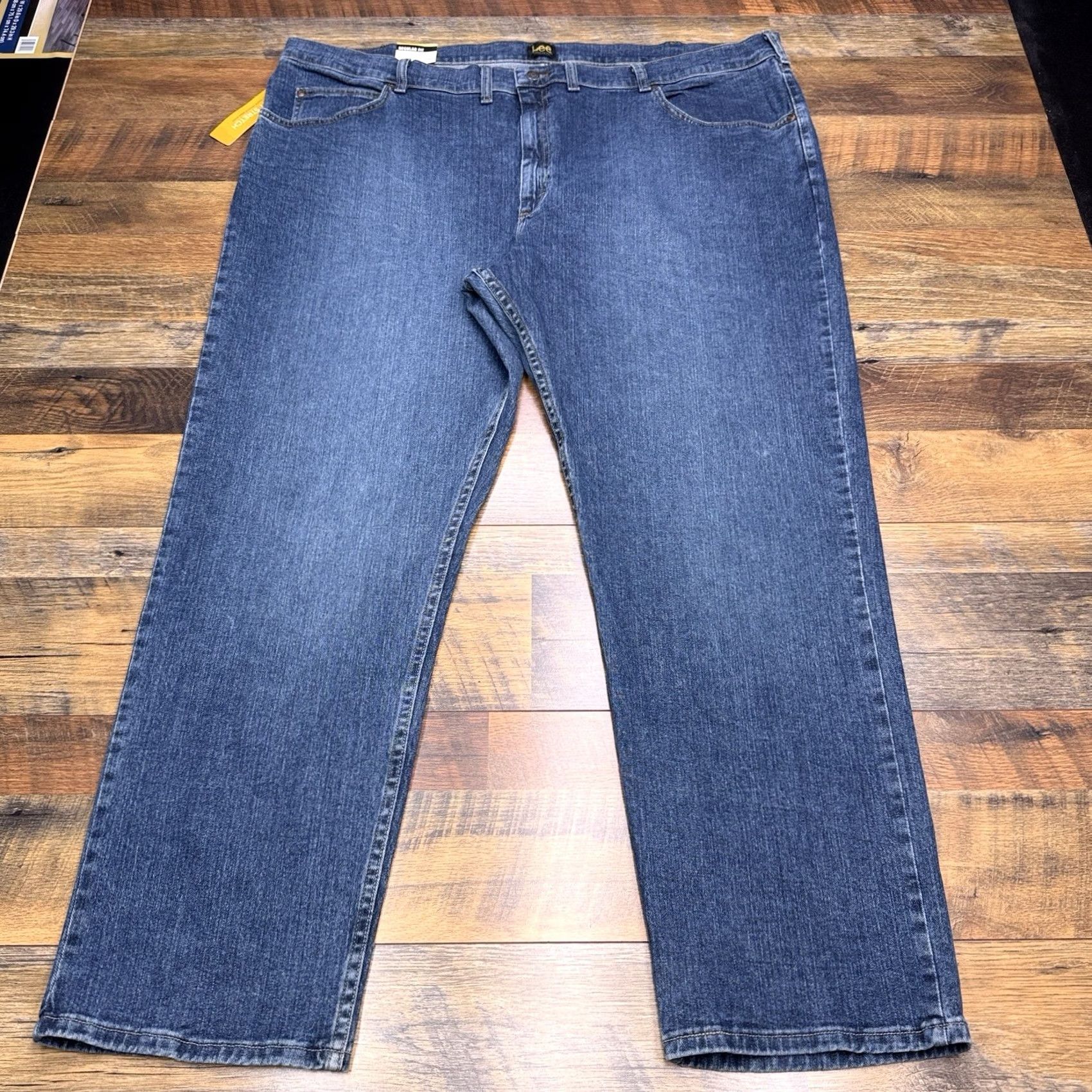 Lee Lee Jeans Mens Regular Fit Straight Denim 50x32 Stretch Classic Blue 5-Pocket USA Cotton Spandex Regular Rise Long Inseam 32 Regular Fits Size US 34 / EU 50 - 2 Thumbnail