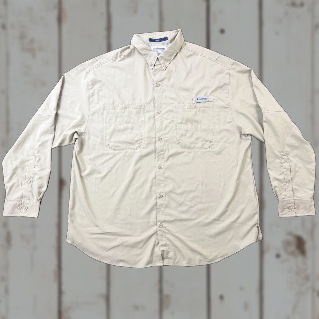 Vintage Columbia Shirt Mens 2XL Beige Tamiami Fishing Outdoor Long Sleeve Button-Up Vented Size US XXL / EU 58 / 5 - 1 Thumbnail