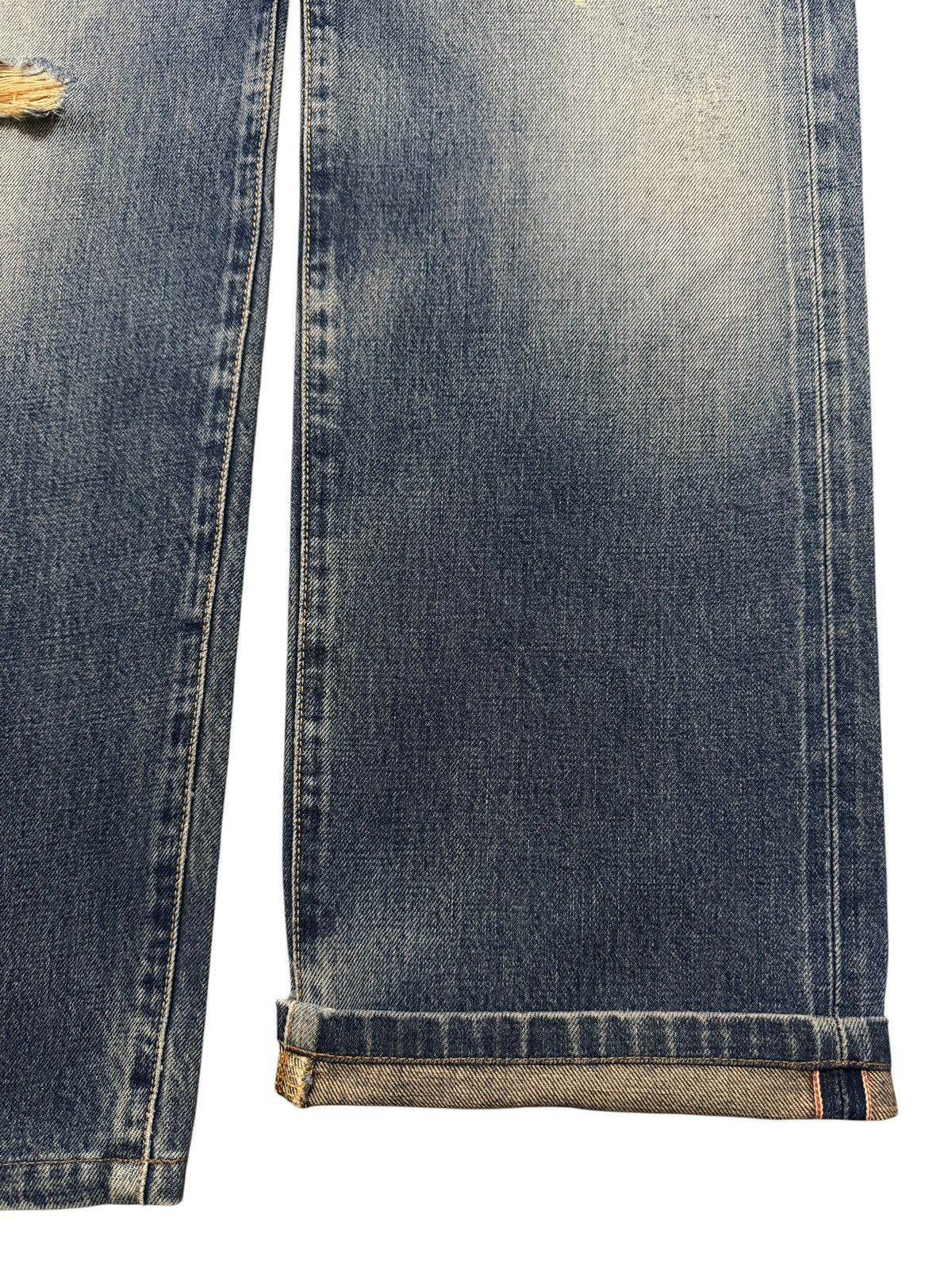 Edwin Vintage 90s Edwin 505 Selvedge Faded Distress Wide Leg Baggy Size US 28 / EU 44 - 6 Thumbnail