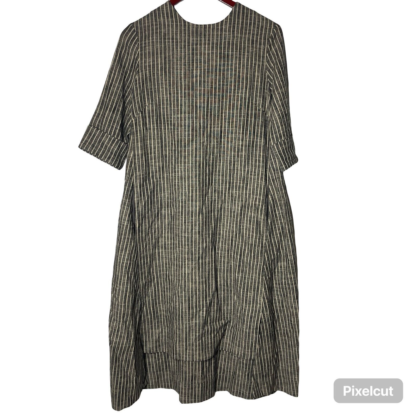 7115 by Szeki 7115 by Szeki Striped Square Hem Linen Blend midi Dress XS Size XS / US 0-2 / IT 36-38 - 2 Thumbnail