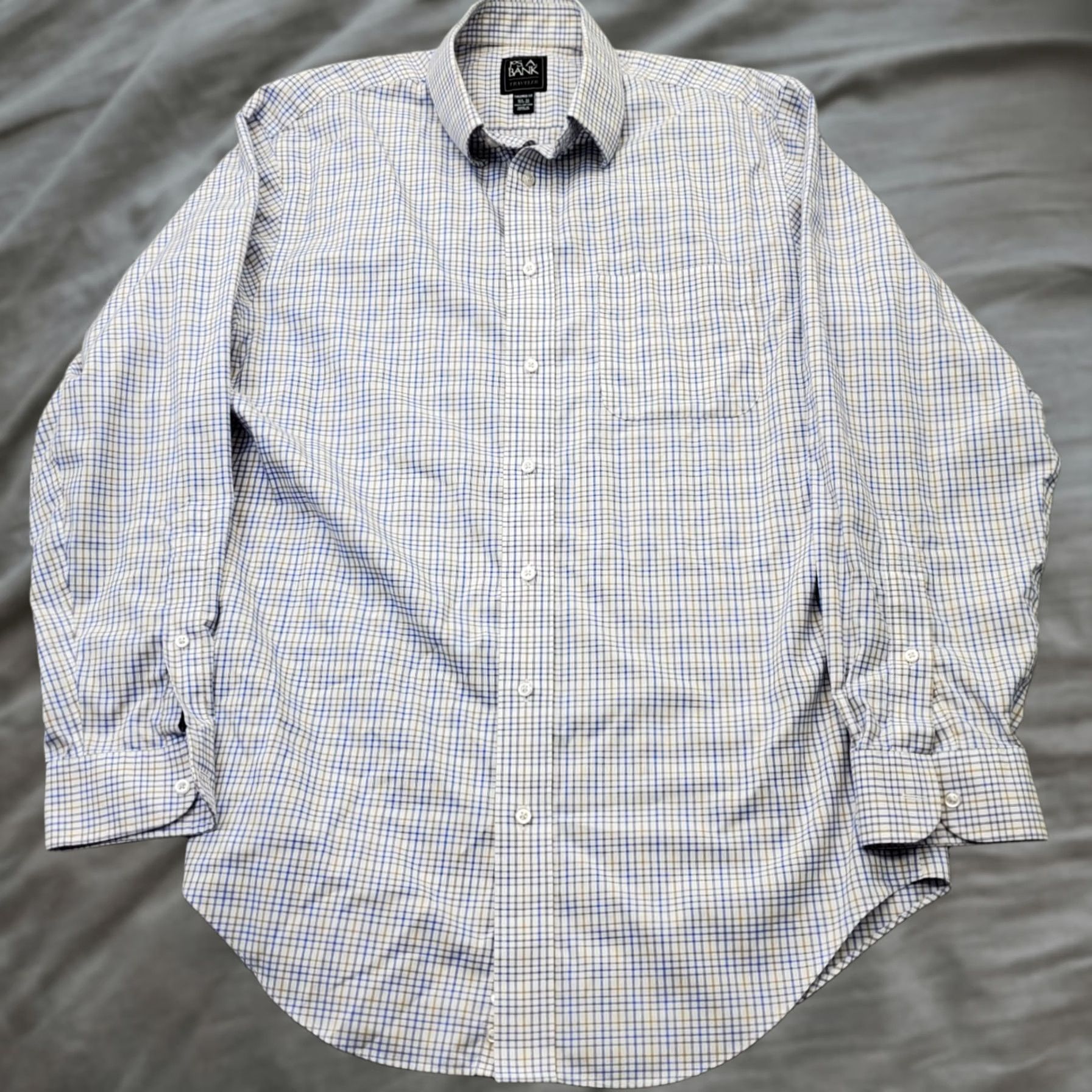 Jos. A. Bank Jos. A. Bank Dress Shirt Men 15.5 Multi Check Tailored Fit Long Sleeve Button Up Size 42R - 1 Thumbnail