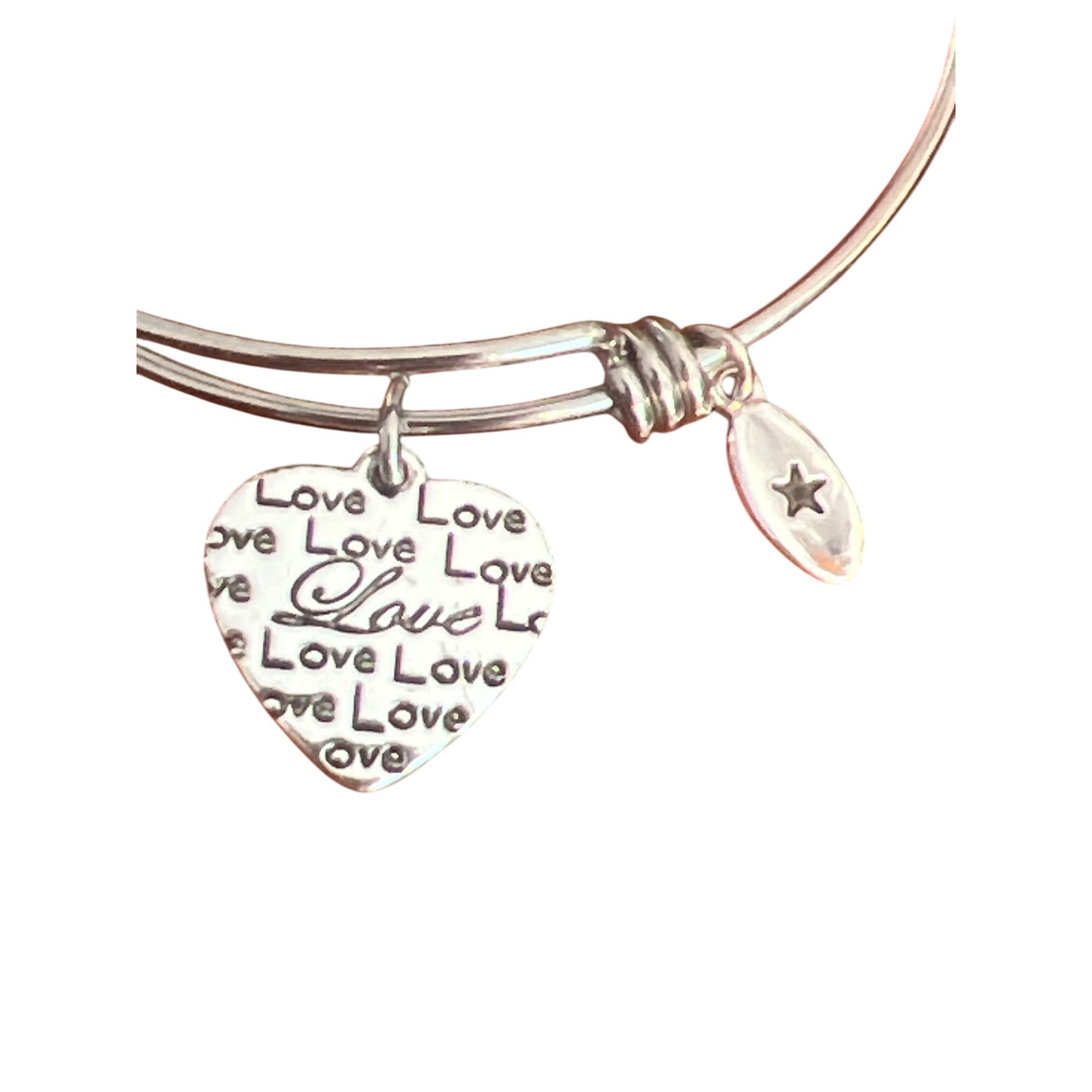 Other Unwritten Silver Tone Love Heart Charm Bangle Bracelet Rose Size ONE SIZE - 3 Thumbnail