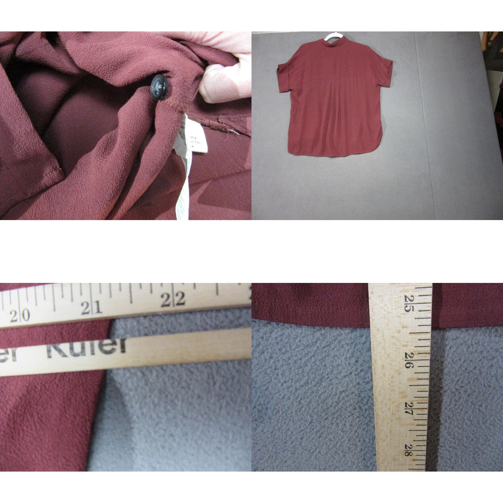 Madewell Madewell Shirt Womens Small Red Viscose Short Sleeve Button-Up Tunic High Low Abstract Size S / US 4 / IT 40 - 8 Thumbnail