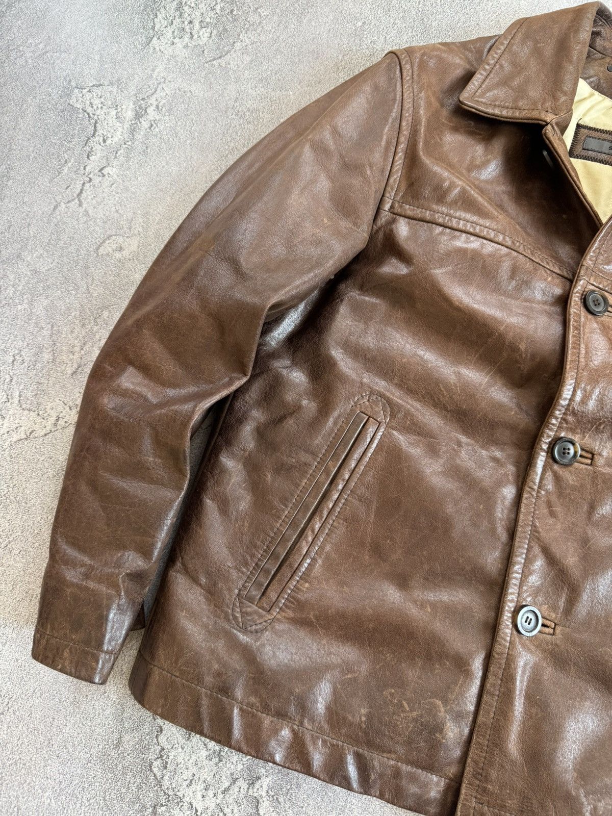Strellson × Vintage Stellson Leather M aviator bomber pilot jacket coat brown Size US S / EU 44-46 / 1 - 2 Thumbnail
