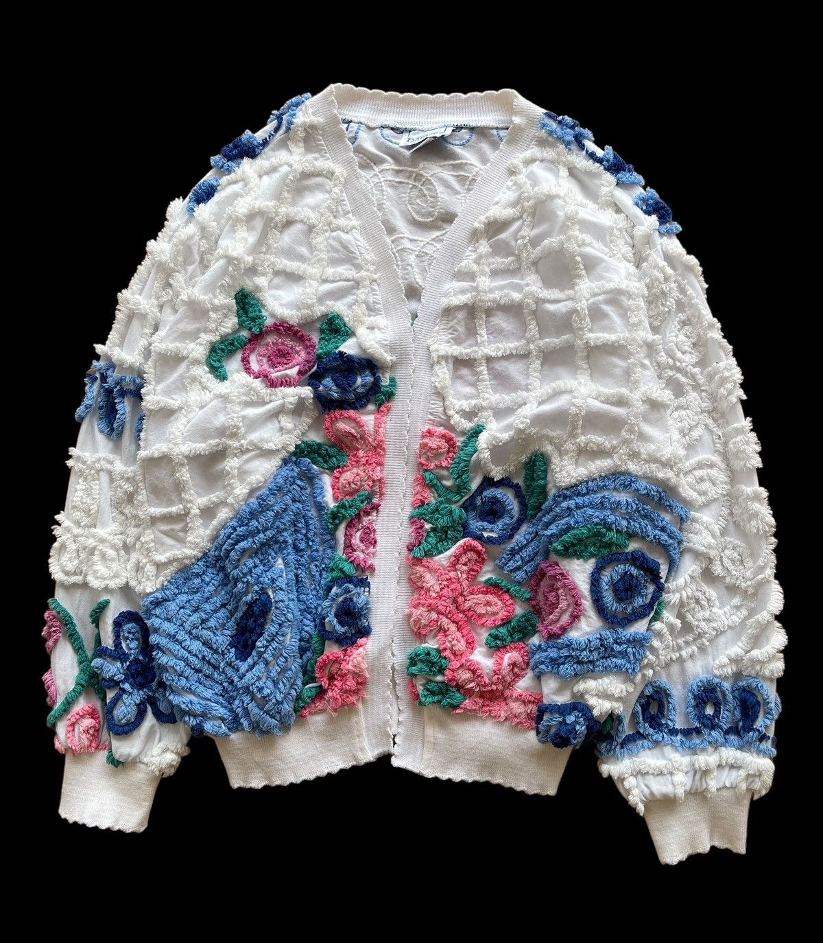 Vintage Vintage Damze Handcrafted California 3D Abstract Cardigan Size XL / US 12-14 / IT 48-50 - 2 Thumbnail