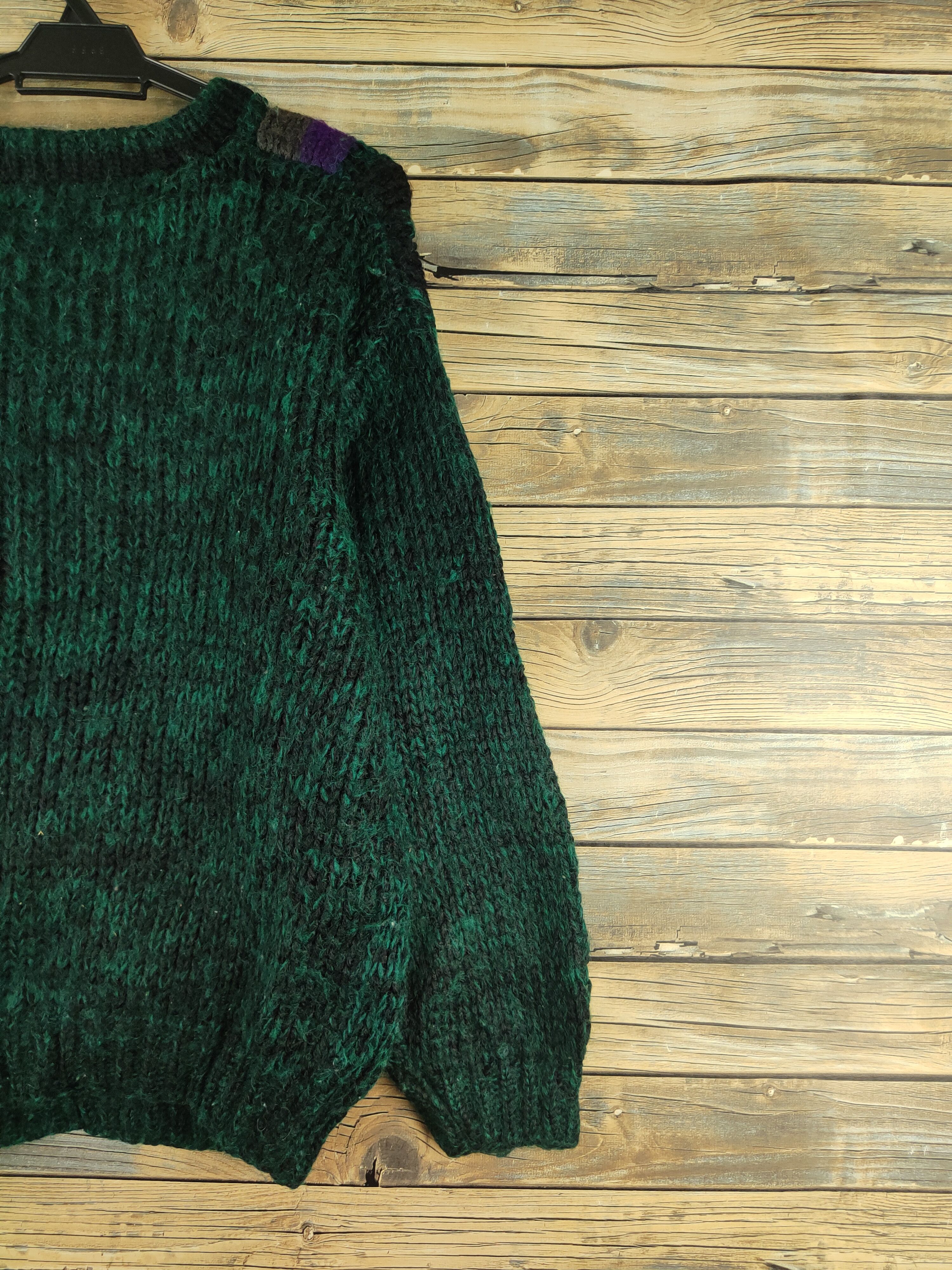 Handmade DL Japan hand knitting vintage Green Sweatshirts #46-436 Size US M / EU 48-50 / 2 - 9 Thumbnail