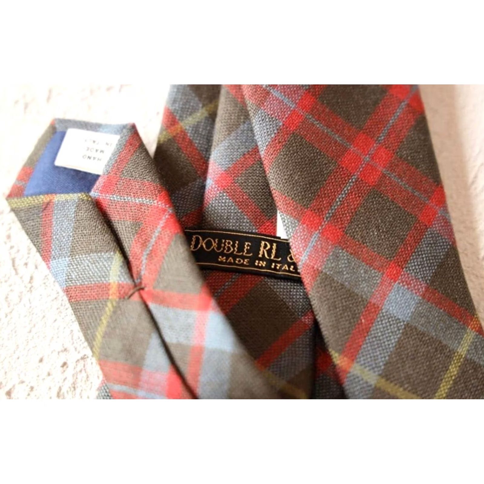 Ralph Lauren VINTAGE RRL Ralph Lauren Tie Mens One Size Khaki HANDMADE PLAID NECKTIE STYLE MEN USED Size ONE SIZE - 7 Thumbnail