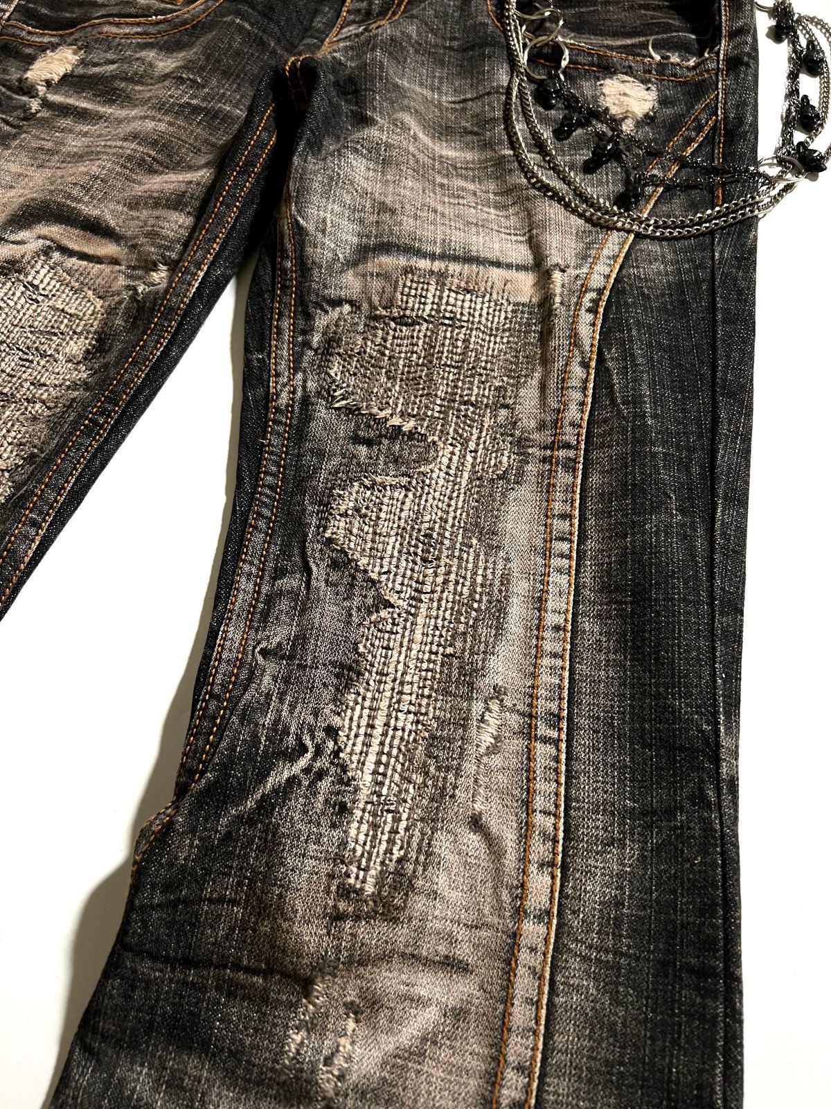 Japanese Brand Casva Distressed Flare Jeans Black Wash Y2K Japanese Brand Size US 32 / EU 48 - 9 Thumbnail