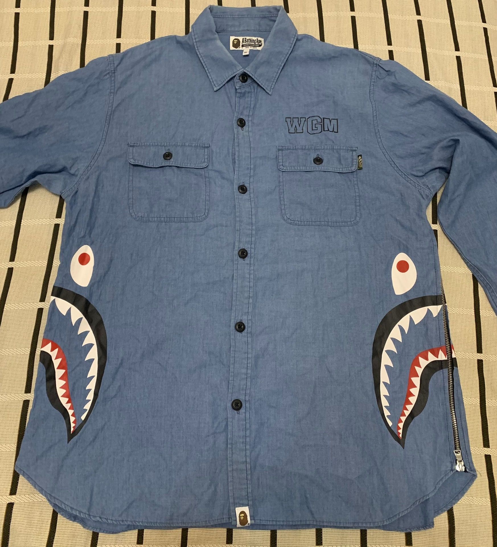Bape Bape Denim Shark Shirt XL Men Size US XL / EU 56 / 4 - 1 Thumbnail