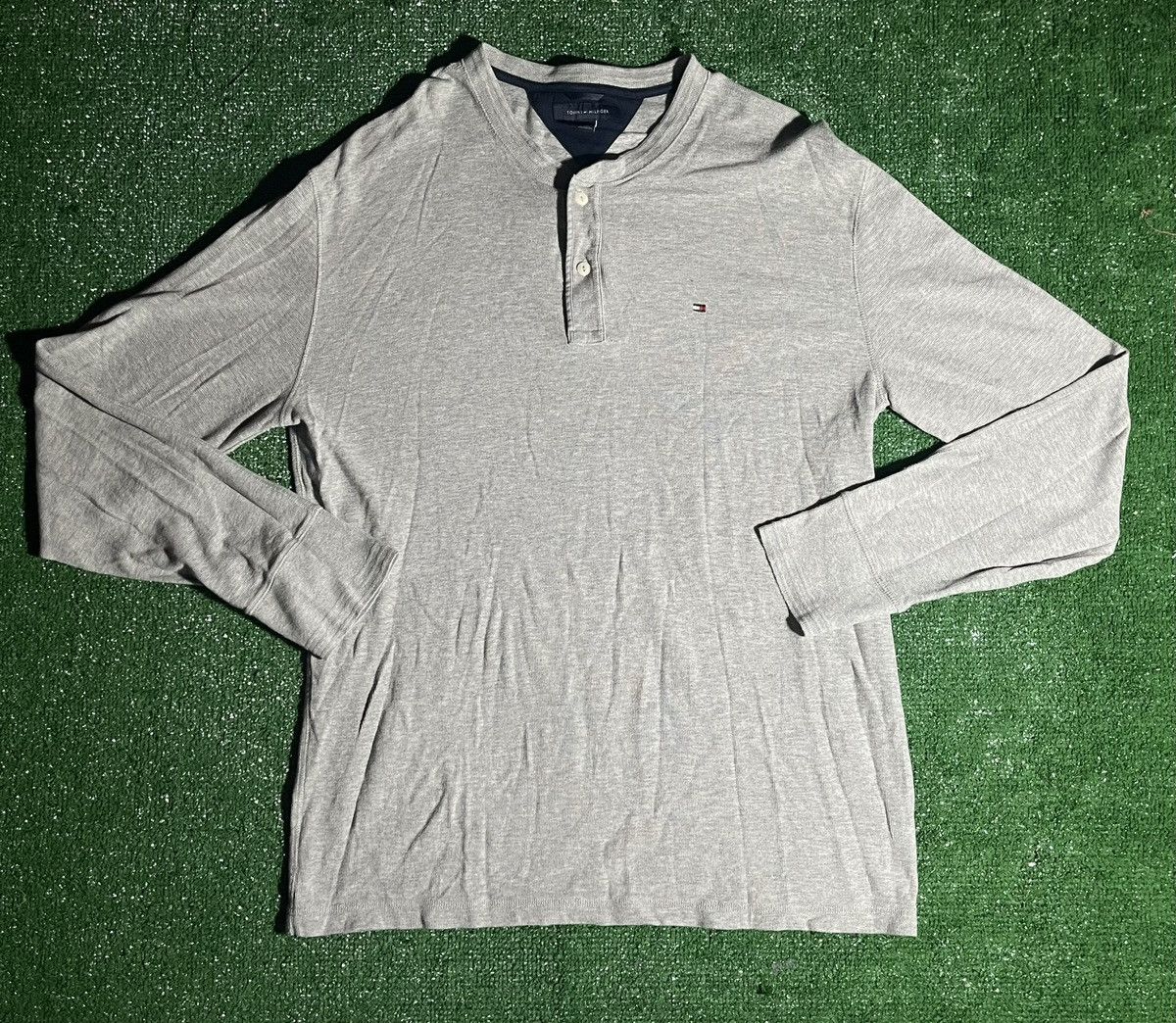 image of Tommy Hilfiger Long Sleeve Shirt in Grey, Men's (Size 2XL)