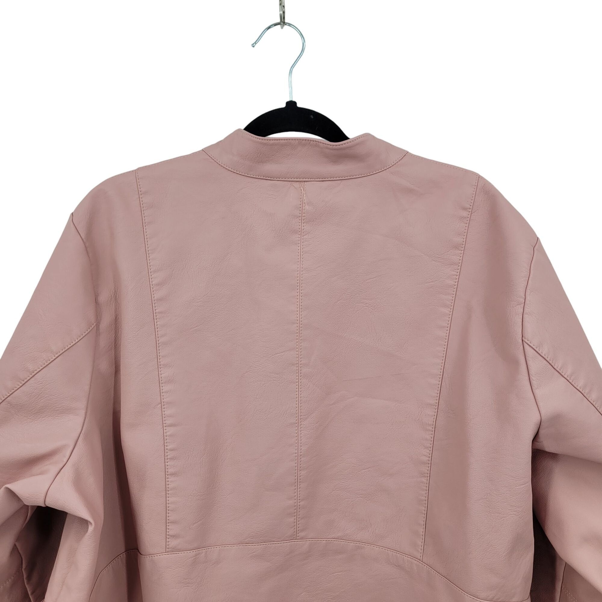 Designer Baccini Vegan Faux Leather Biker Jacket 3X Pink Pleated Pepl Size 3XL / US 20-22 - 7 Thumbnail