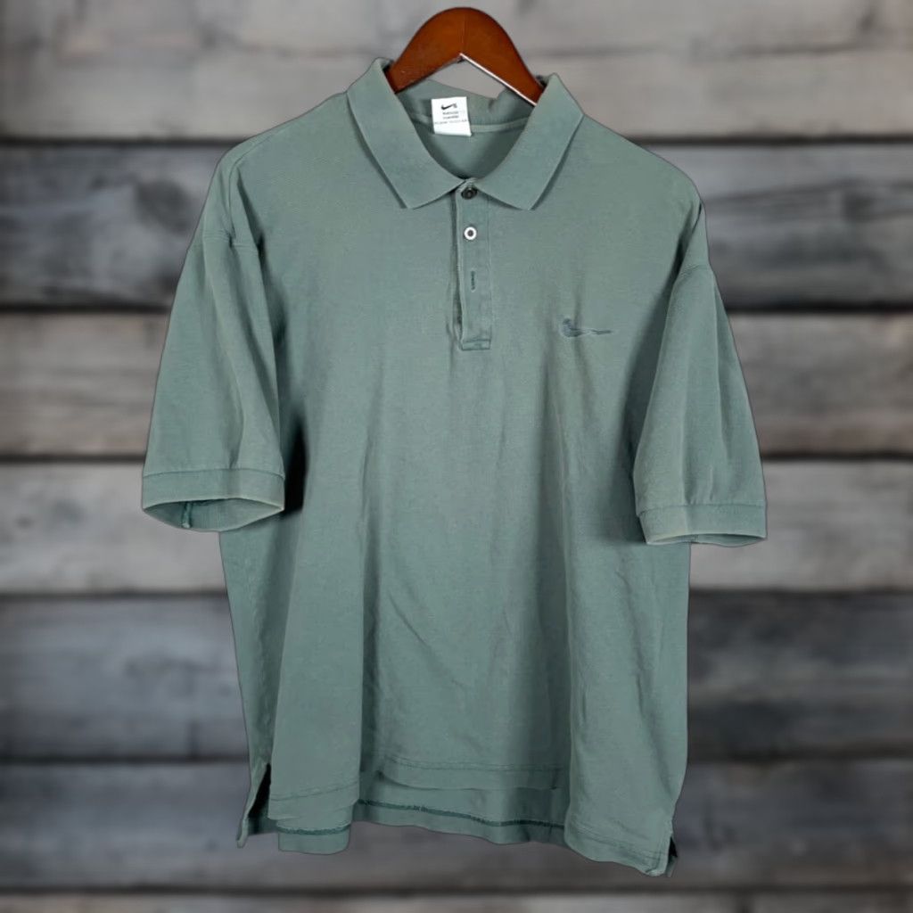 Nike VINTAGE Nike Polo Shirt Men Large Green 90s Retro Sports Pique Cotton Casual Size US L / EU 52-54 / 3 - 1 Thumbnail