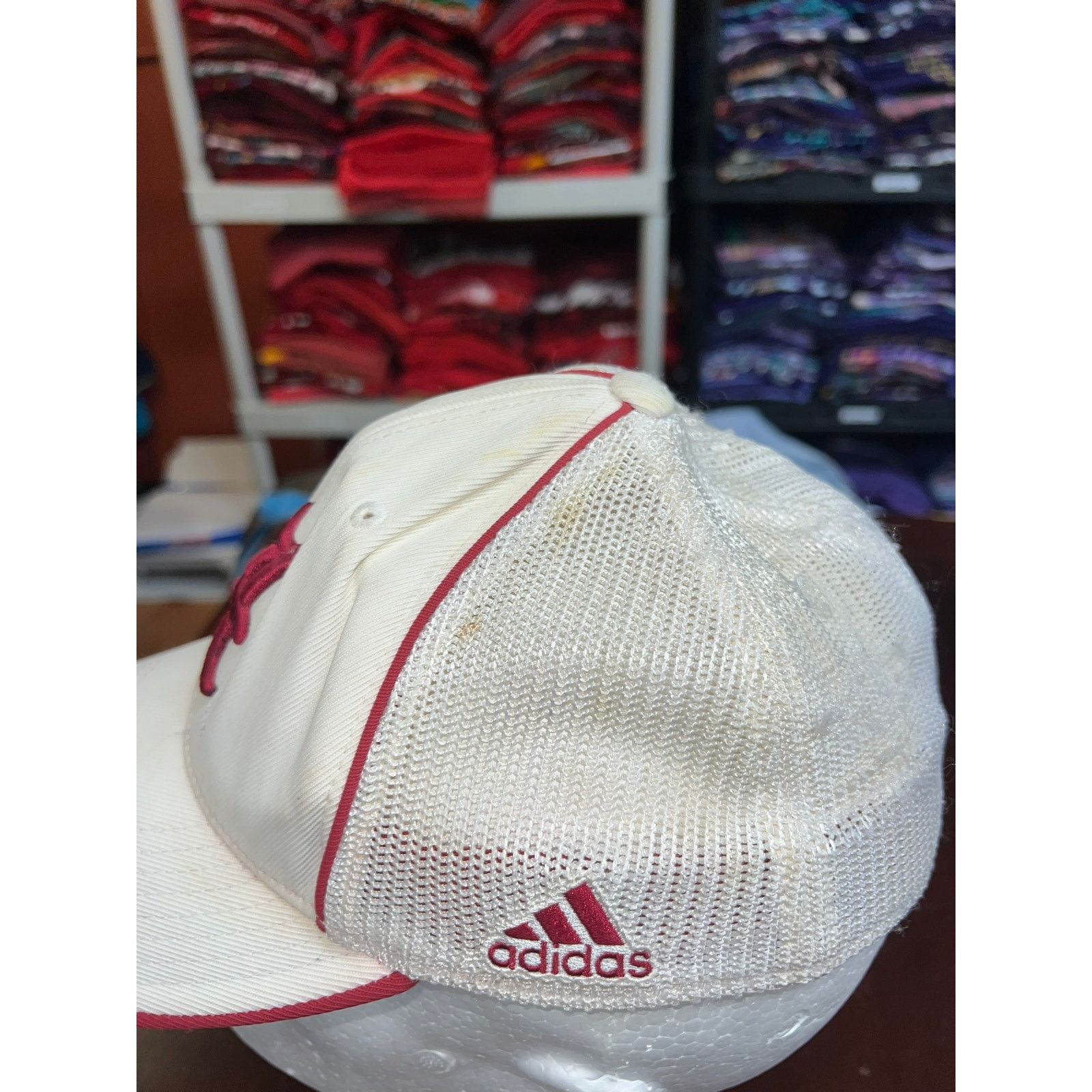 Adidas Alabama Crimson Tide Hat Adidas White Red Cap Headwear Worn Size ONE SIZE - 4 Thumbnail