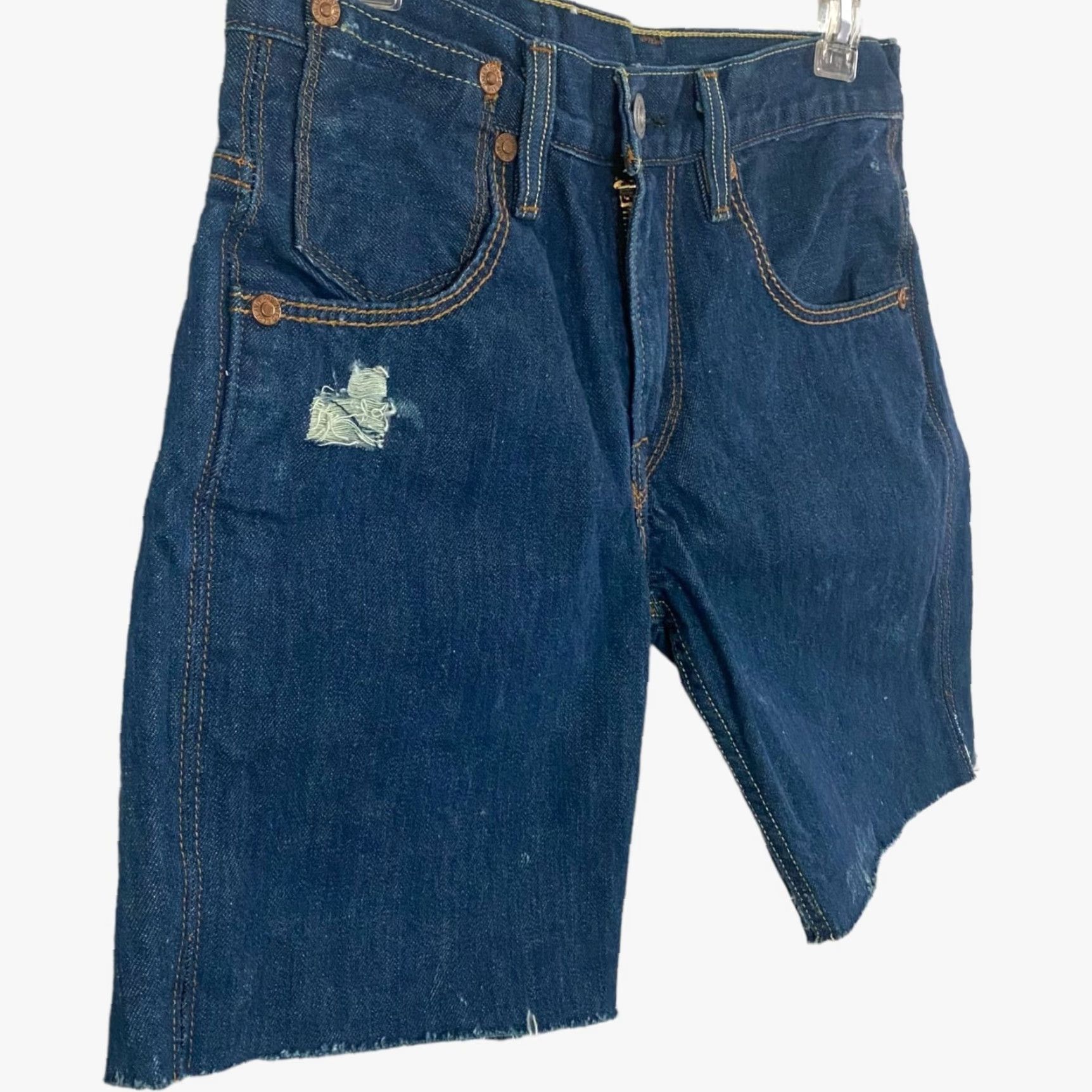 Levi's VINTAGE Levi's Mid-Rise Upcycled 511 Shorts Women's 29 Blue Medium Wash Raw-Hem Denim Size 27" / US 4 / IT 40 - 3 Thumbnail