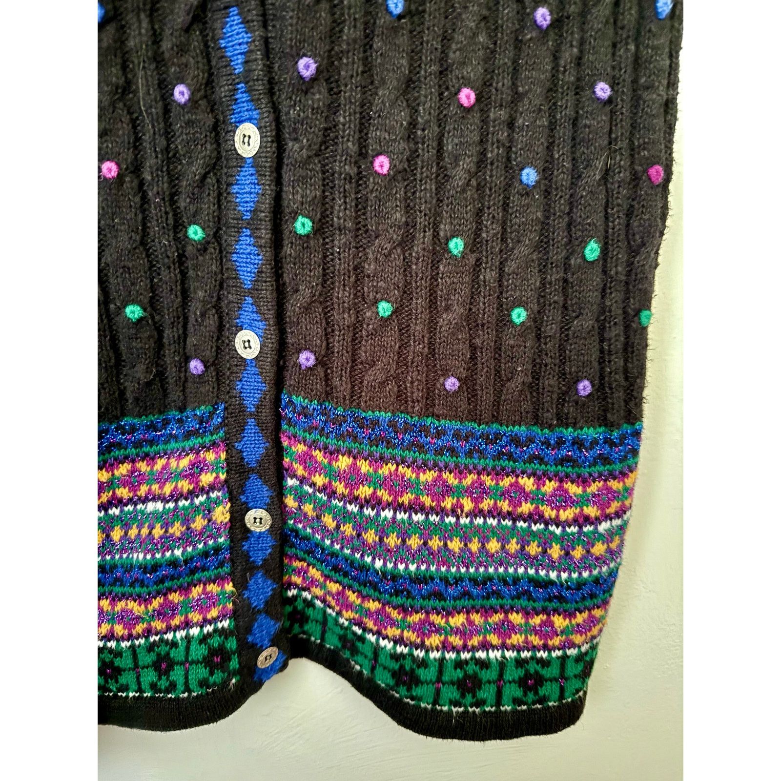 Vintage Vintage 80’s Rrruss Black Rainbow Sweater Vest Medium Large Size M / US 6-8 / IT 42-44 - 3 Thumbnail