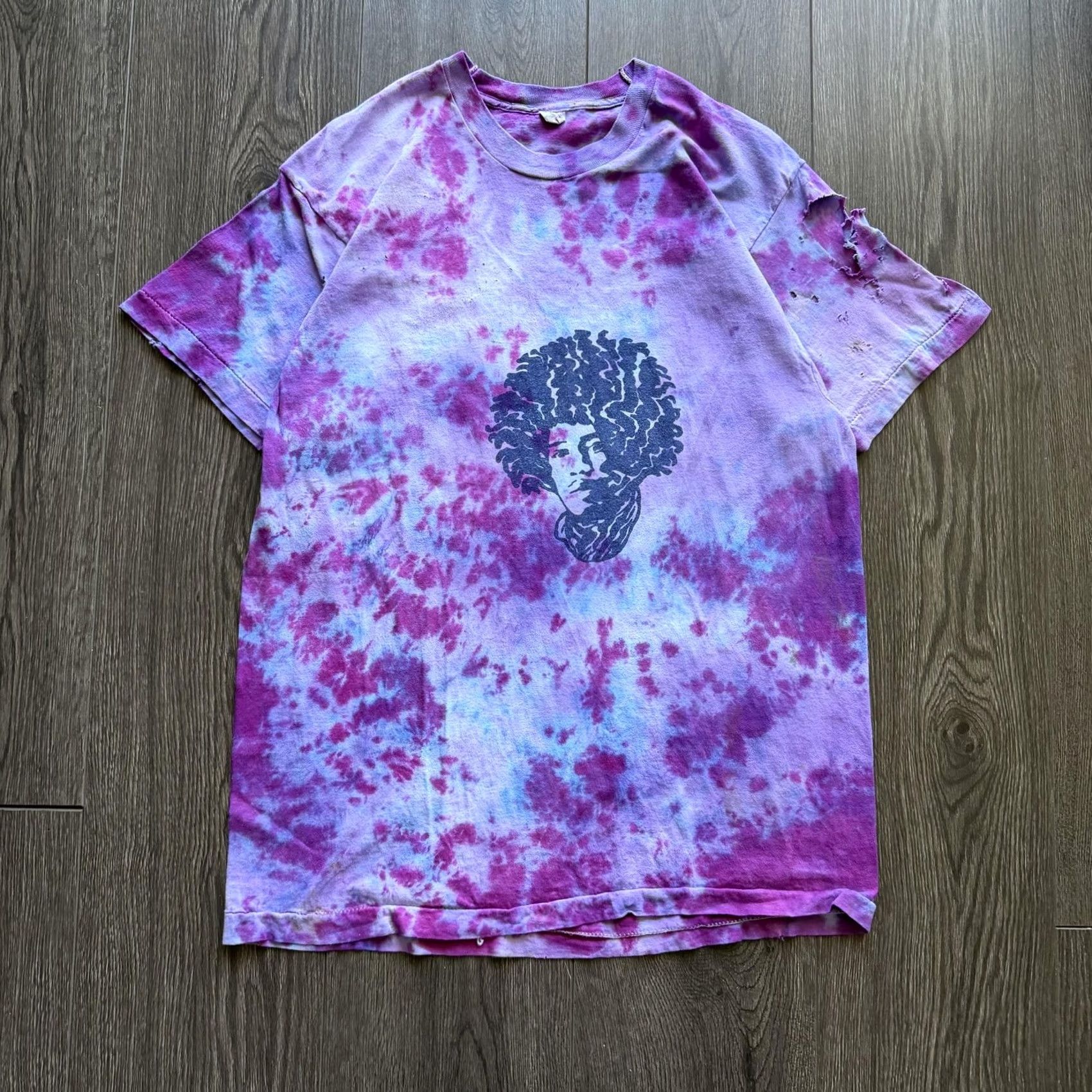 Fruit Of The Loom VINTAGE Jimi Hendrix Band Tee Shirt XL Purple Tie-Dye 80s Distressed FOTL Size US XL / EU 56 / 4 - 3 Thumbnail