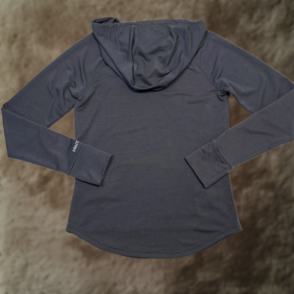 Marmot VINTAGE Marmot La Linea Hoodie Shirt Womens Gray Pullover Sweatshirt Size S UPF 30 Outdoor Activewear Logo La Linea 2000s Size S / US 4 / IT 40 - 1 Thumbnail