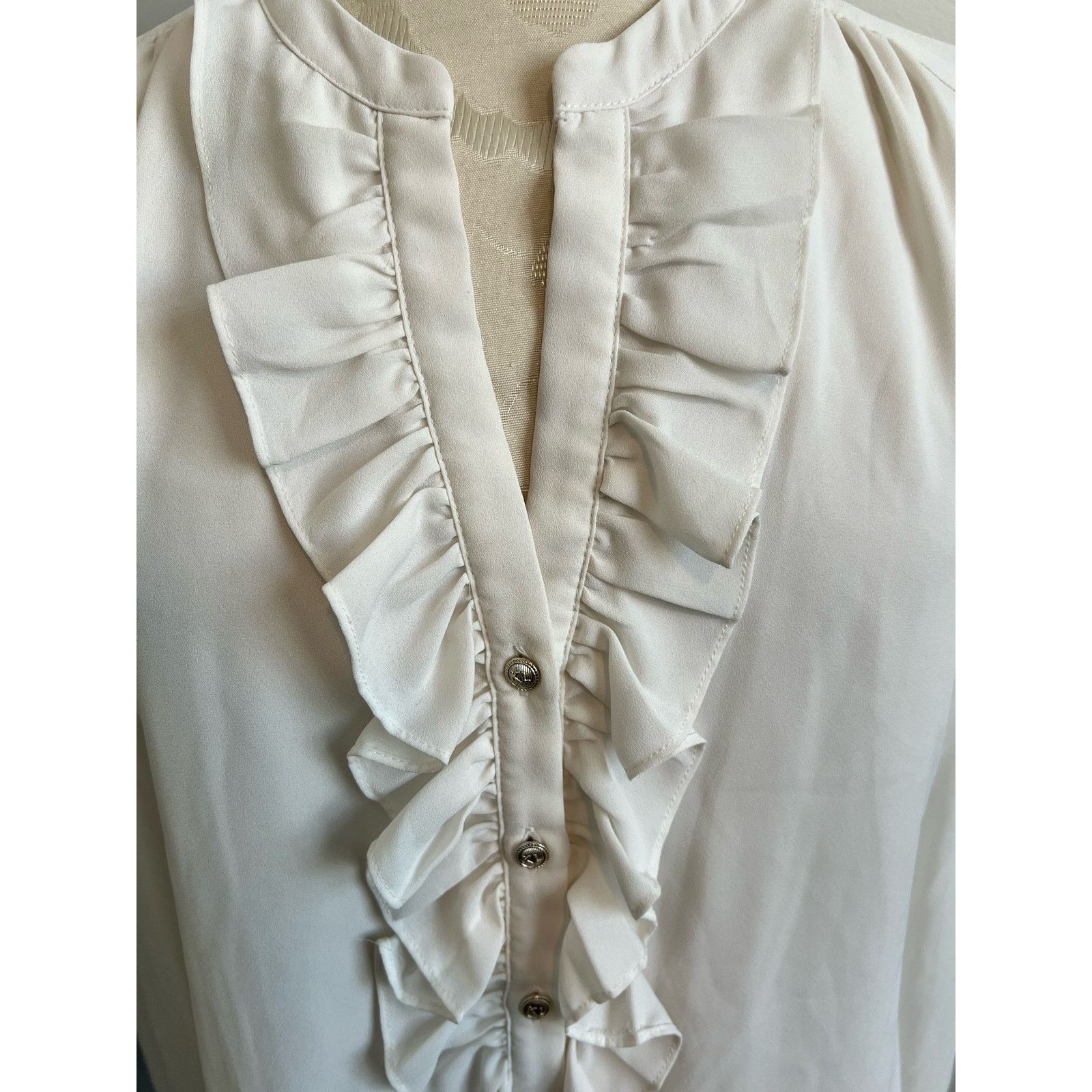 Karl Lagerfeld Karl Lagerfeld Paris Ruffle Long Sleeve Button Up Small Size S / US 4 / IT 40 - 6 Thumbnail