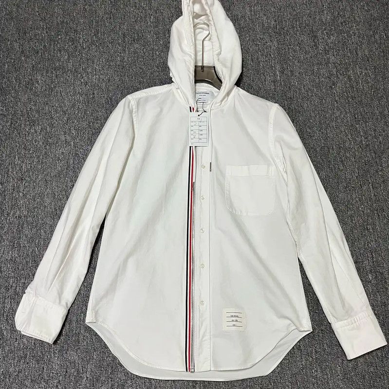 Thom Browne Thom Browne Men's White Hoodie Button-Up Shirt 0089 Size US M / EU 48-50 / 2 - 1 Thumbnail