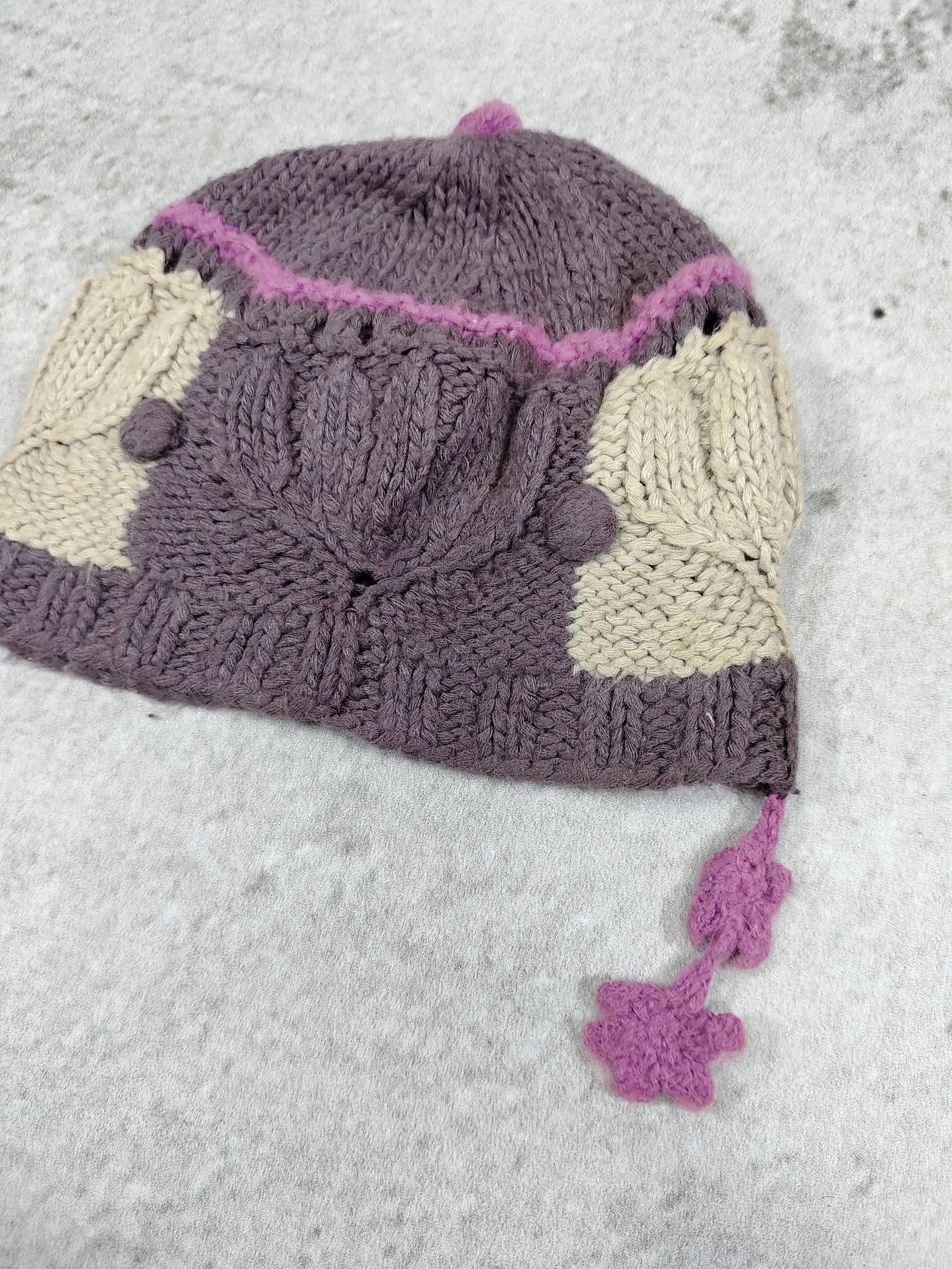 CABANE de ZUCCa 2000s Zucca🇯🇵 Chunky Floral Cozy Mori Girl Knit Beanie Hat Size ONE SIZE - 4 Thumbnail