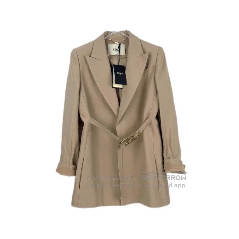Fendi Fendi Georgette Jacket with Belt, Beige Size XS / US 0-2 / IT 36-38 - 1 Thumbnail