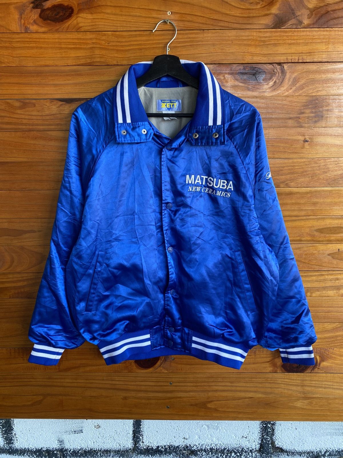 Japanese Brand Zett Baseball Gear Matsuba New Ceramics Blue Varsity Jacket Size US L / EU 52-54 / 3 - 3 Thumbnail