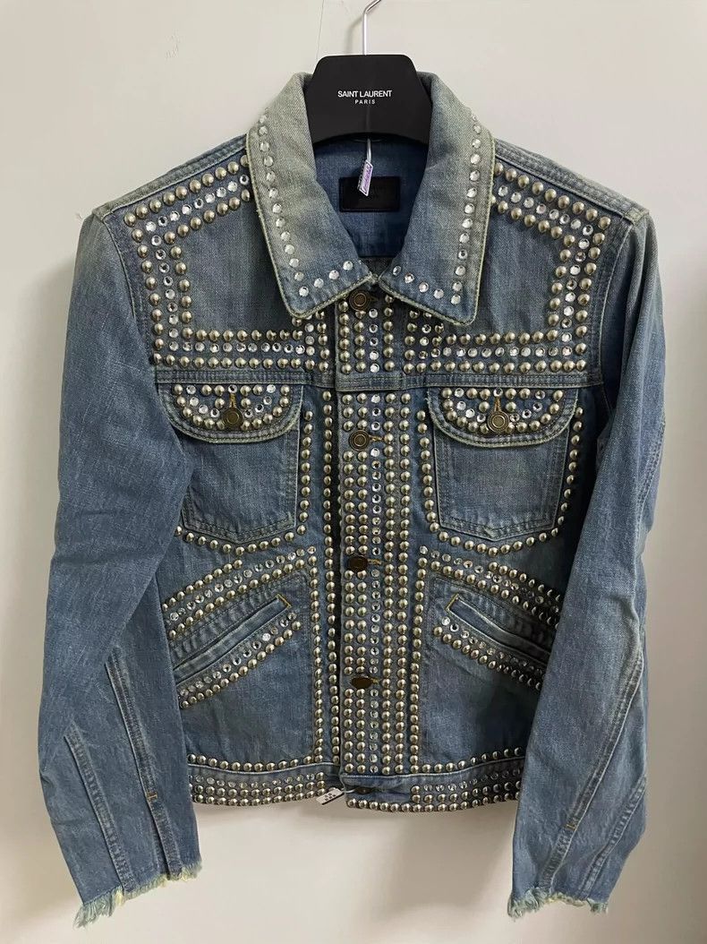 Saint Laurent Paris Saint Laurent Studded Denim Jacket-2505 Size US XS / EU 42 / 0 - 1 Thumbnail
