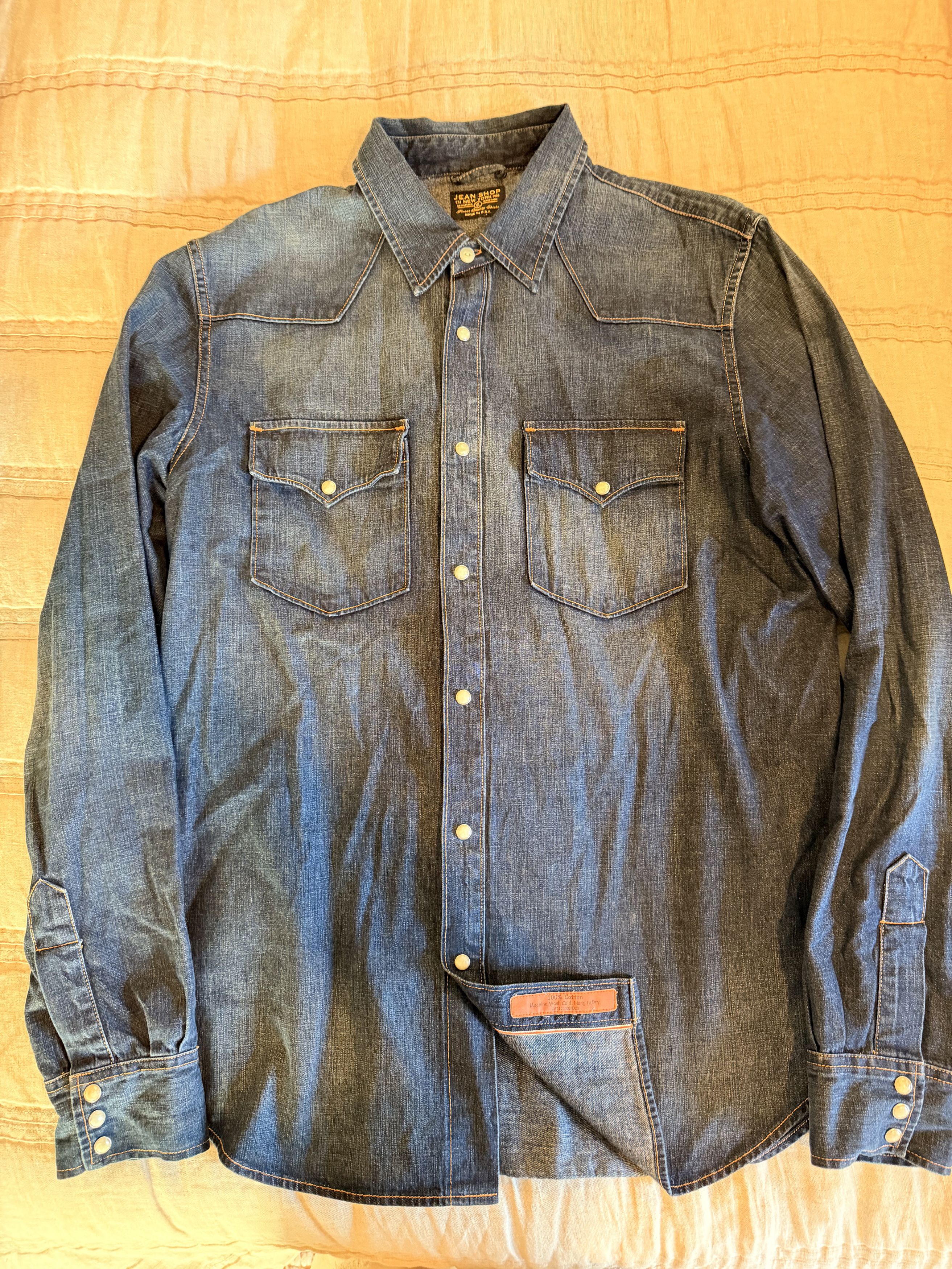 Jean Shop Jean Shop New York Western Pearl Snap Denim Shirt Size US XL / EU 56 / 4 - 1 Thumbnail