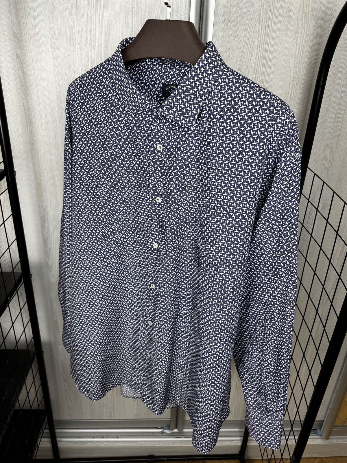 Paul & Shark Paul & Shark Blue Airplane pattern long sleeve shirt Size US XXL / EU 58 / 5 - 7 Thumbnail
