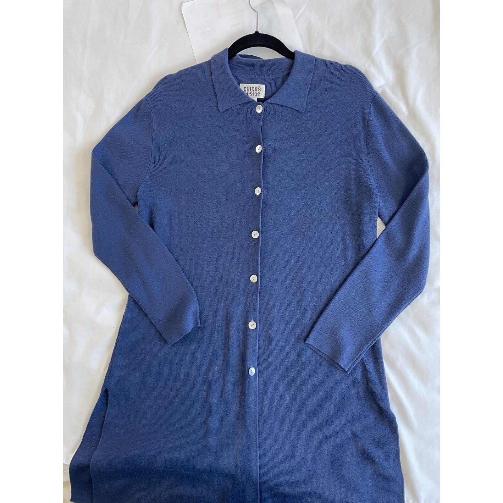 Chicos Chico Designs Womens Long Navy Buttoned Cardigan Size XS / US 0-2 / IT 36-38 - 2 Thumbnail