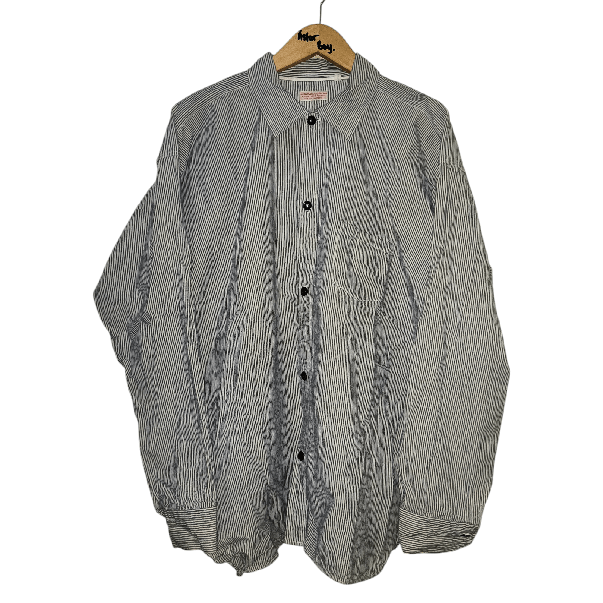 Japanese Brand × Sugar Cane Sugar Cane Hickory Stripe Chambray Overshirt Size US L / EU 52-54 / 3 - 1 Thumbnail
