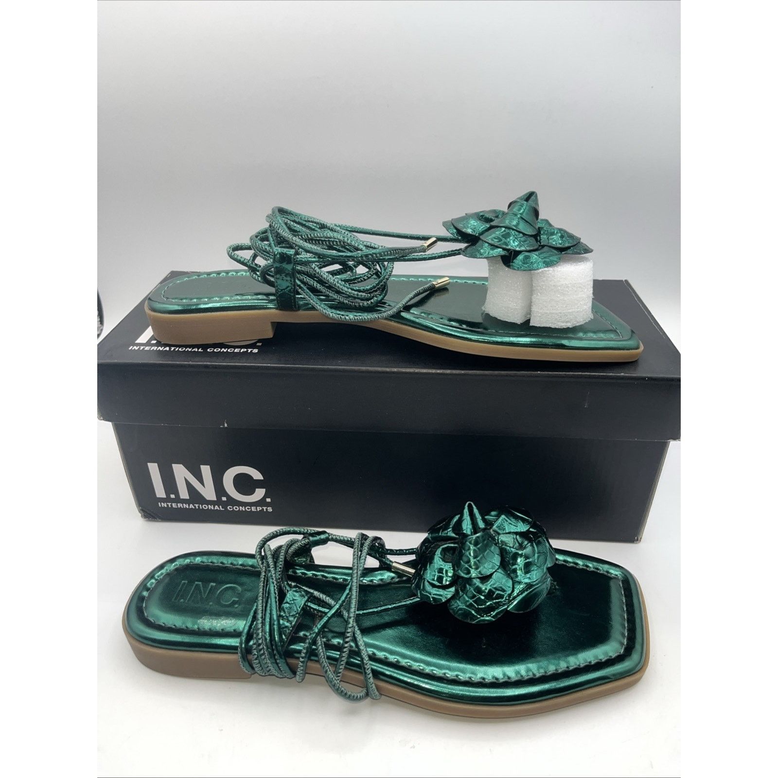 Other I.N.C. Womens Gilma Flower Flat Green 9M Viking Gladiator Size US 9 / IT 39 - 8 Thumbnail