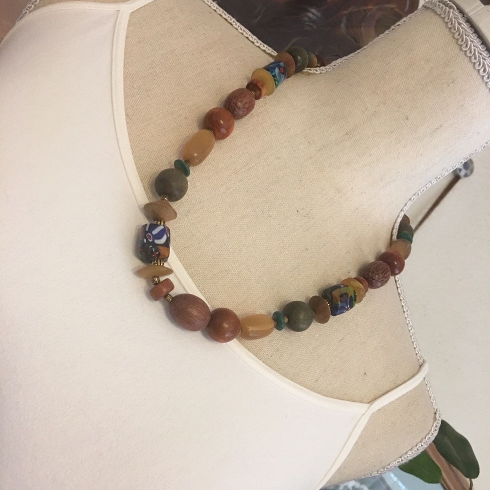 Vintage Vintage wood agate bead necklace Size ONE SIZE - 3 Thumbnail