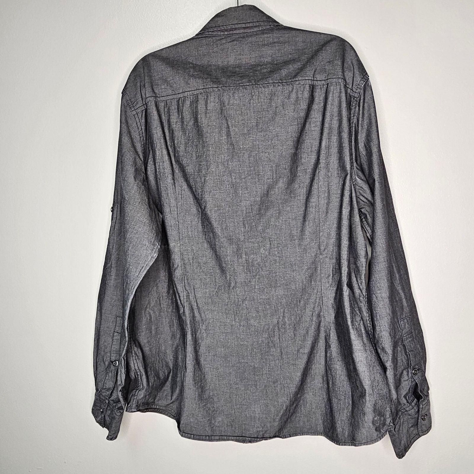 Rock & Republic Rock & Republic Men's Long Sleeve Gray Button Up Zipper XL Size US XL / EU 56 / 4 - 2 Thumbnail