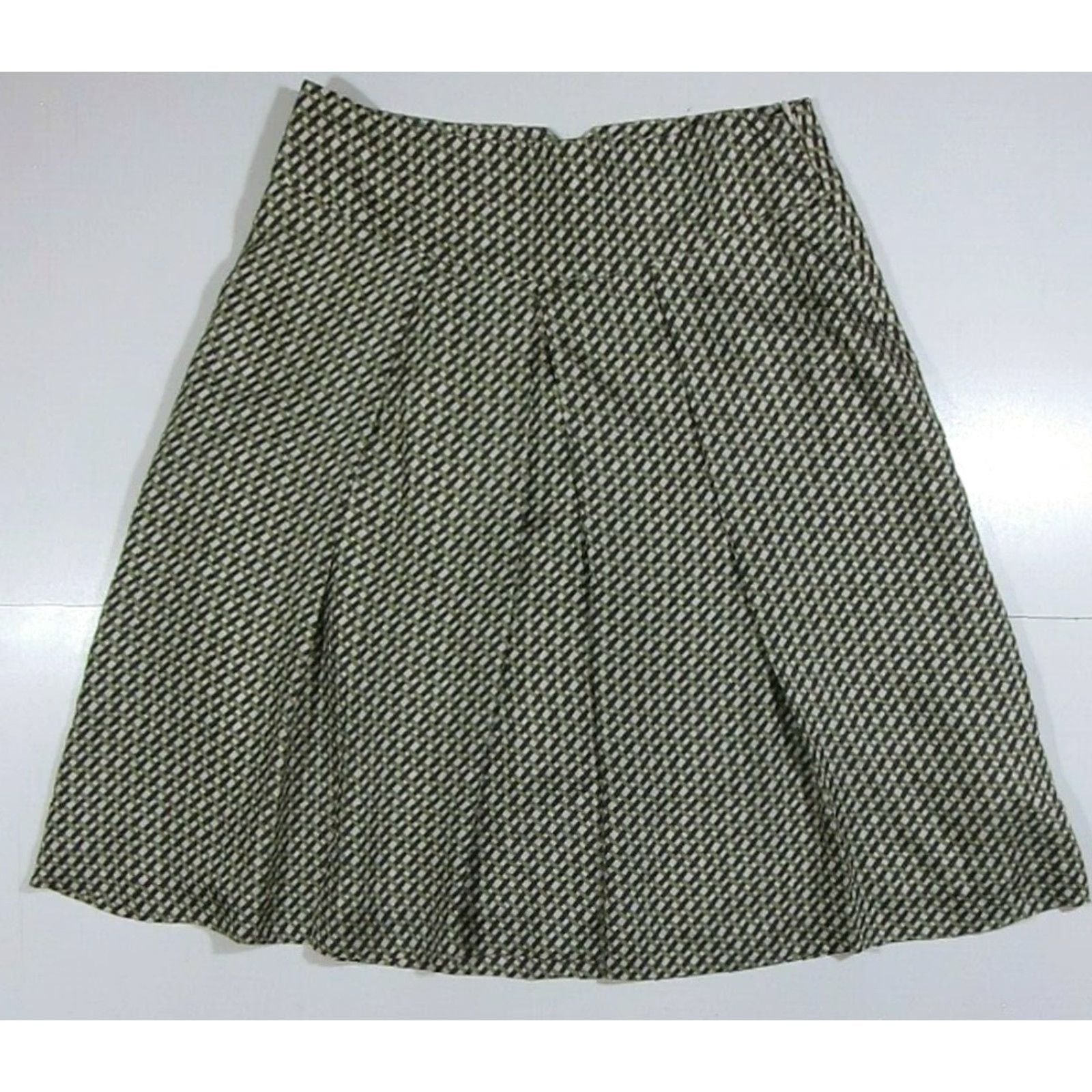 Banana Republic Banana Republic 100% Silk Green Brown Pleated A-Line Skirt Women Size 0 Size 25" / US 0 / IT 36 - 7 Thumbnail