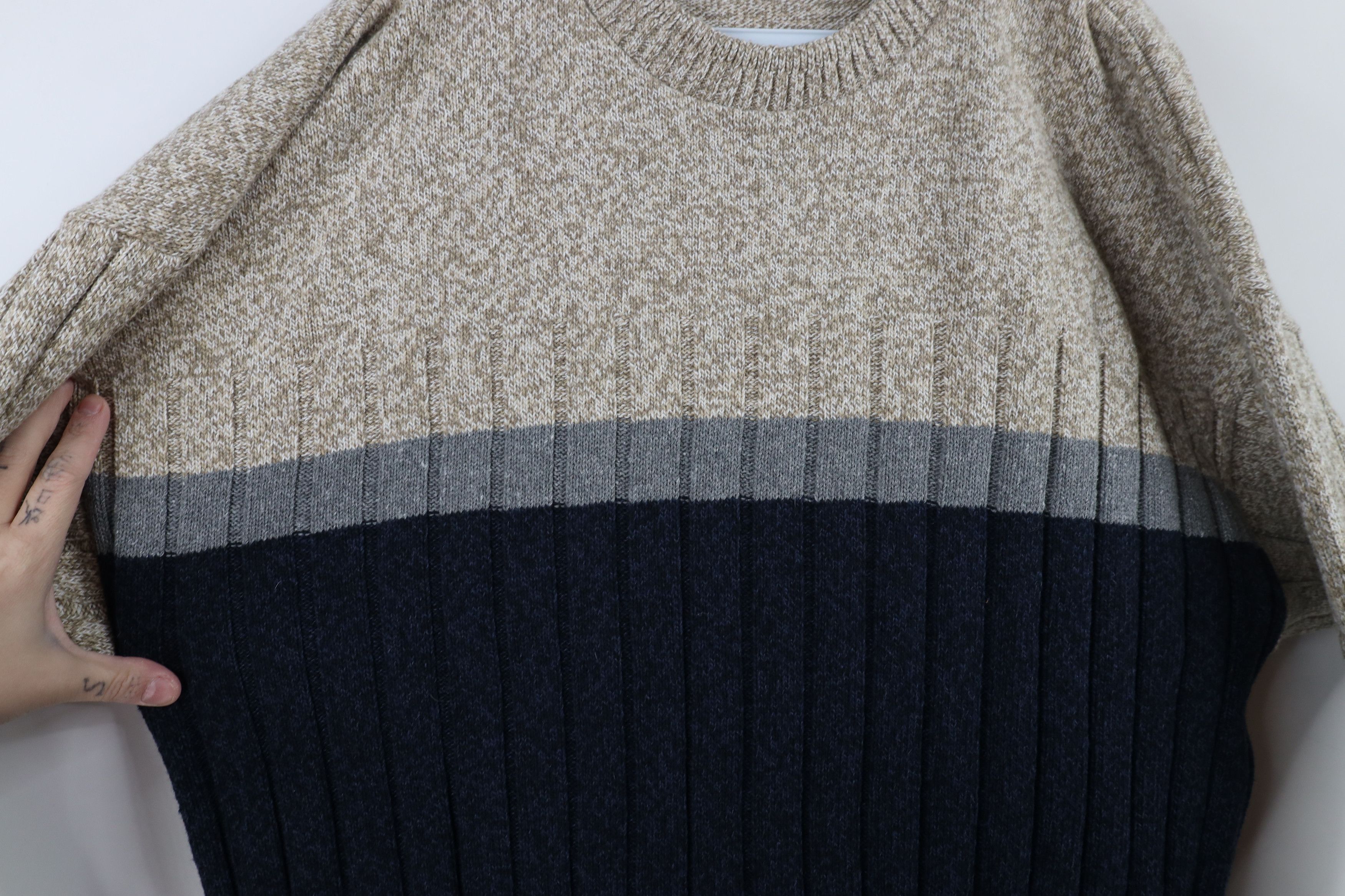 Vintage Vintage 90s Streetwear Ribbed Knit Crewneck Sweater USA Size US XL / EU 56 / 4 - 4 Thumbnail