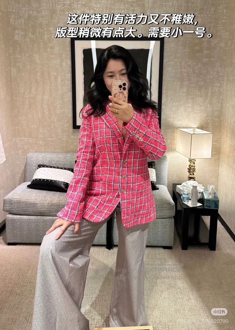Chanel Chanel 24P pink tweed plaid jacket Size XS / US 0-2 / IT 36-38 - 7 Thumbnail