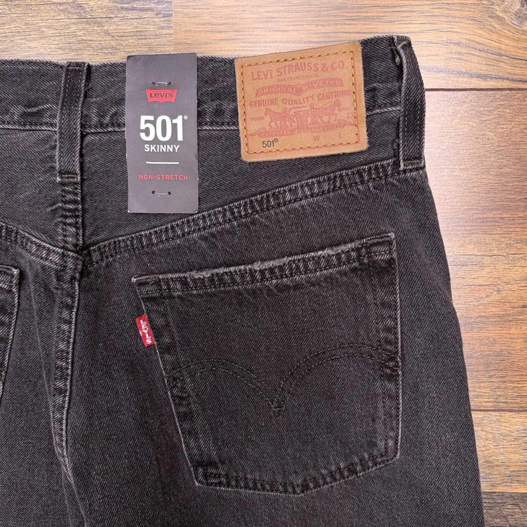 Levi's Levi's 501 Skinny Jeans Womens 27x28 High Rise Button Fly Non Stretch Dark Black 90s Vintage Levi's 501 Series Womens Jeans Size 27" / US 4 / IT 40 - 2 Thumbnail